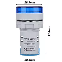 Yellow AC 60-500V LED Voltage Meter Indicator Signal - 22.5mm