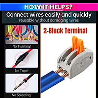 Fast Wire Clip Connector,  Quick Disconnect, 2 Wire Connector (Pack of 1)