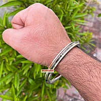 8mm Stainless Steel Edge Dual Brass Ring Punjabi Kada