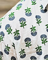 Rawscal Men’s Printed Cotton Shirt – White & Green | Full Sleeves shirt