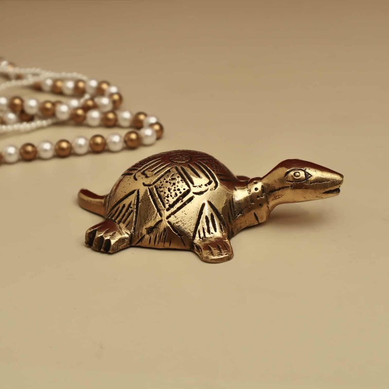 Brass Tortoise with Shree Yantra/Kuber Yantra on Back - 4 inch Length | Brass Tortoise with Shree Yantra/Kuber Yantra for Vastu Benefits