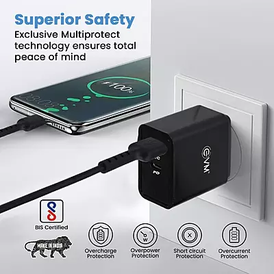 WALL CHARGER EVM QC+PD 22.5W WITH TYPE-C ENSPEED P-22 WALL CHARGER EVM QC+PD 22.5W WITH TYPE-C ENSPEED P-22
