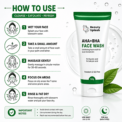 Glow Revealed: AHA + BHA Exfoliating Face Wash for Even-Toned, Radiant Skin | 50 Gms