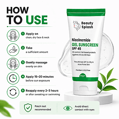 Glow & Shield: Niacinamide Gel Sunscreen SPF 45 for Oil-Free Protection & Skin Brightening | 50 Gms
