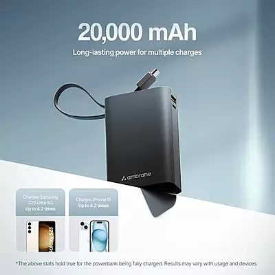 POWER BANK AMBRANE 20000MAH MINICHARGE20 BLACK/GREY