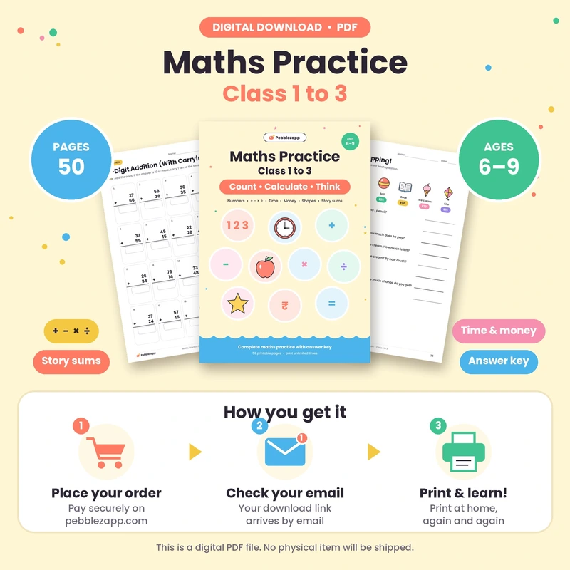 Maths Practice Bundle – Class 1 to 3 PDF