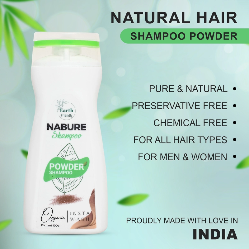 NABURE Powder to Foam Shampoo Pack of 2 – India’s First Instant Herbal Powder Shampoo