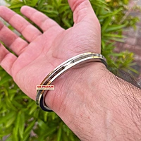 8mm Stainless Steel Edge Dual Brass Ring Punjabi Kada