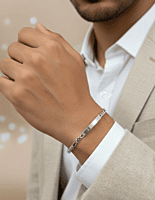 925 Silver Sovereign Figaro ID Gents Bracelet