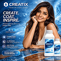Creatix 2:1 Epoxy Resin | Crystal Clear Art Resin & Hardener | Bubble Free | Gloss Finish