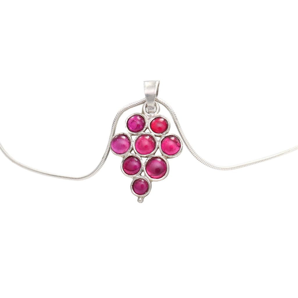 Sterling Silver Chain with Red Stone Pendent