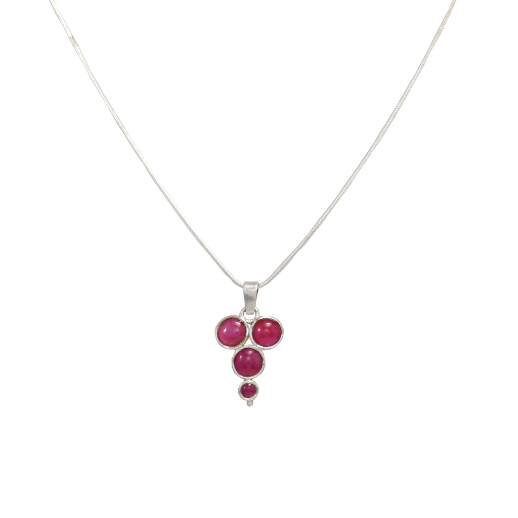 Sterling Silver Chain with Red Stone Pendent/Dollar