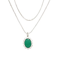 Sterling Silver Green Stone Pendant/Dollar