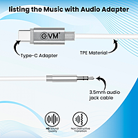 EVM CAUX-01 USB C to 3.5mm AUX Cable - Black