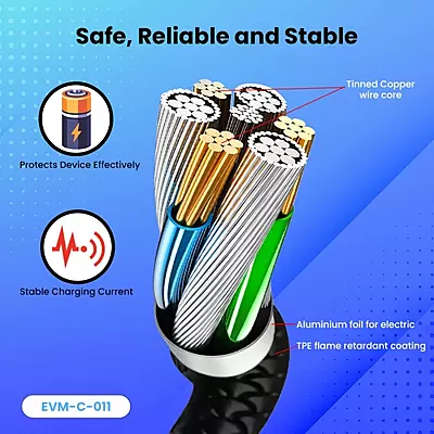 CABLE EVM MICRO USB 4A C-011 BLACK