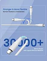 Portronics Silklink – 60W Type-C to Type-C Cable, 1M White, fast charging, durable design, high-speed data transfer, compatible with various devices, perfect for home and office use.