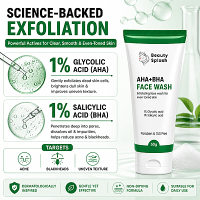 Glow Revealed: AHA + BHA Exfoliating Face Wash for Even-Toned, Radiant Skin | 50 Gms