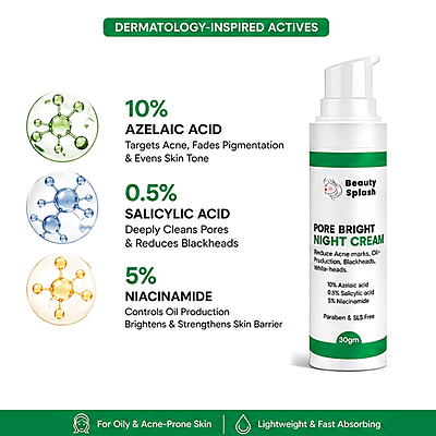Overnight Glow: Pore Bright Night Cream to Reduce Acne Marks & Control Oil