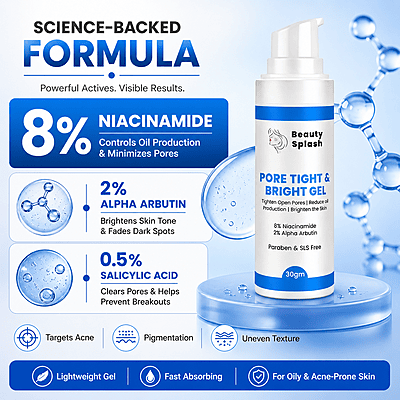 Glow & Refine: Pore Tight & Bright Gel with 8% Niacinamide & 2% Alpha Arbutin for Tightened Pores, Oil Control & Brightening
