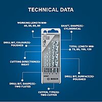 Bosch Masonry Drill Bit Set (5-Pieces set), Alloy Steel, Straight