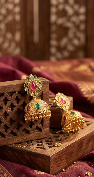 Multi Coloured Golden Ear Ring