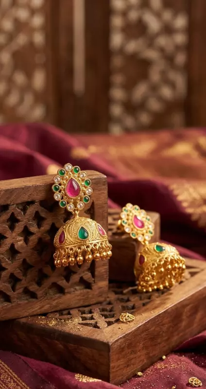 Multi Coloured Golden Ear Ring
