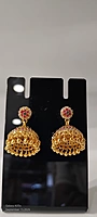 Ruby and Emarald Small Flowershaped Stud Golden Ear Ring