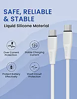 Portronics Silklink – 60W Type-C to Type-C Cable, 1M White, fast charging, durable design, high-speed data transfer, compatible with various devices, perfect for home and office use.
