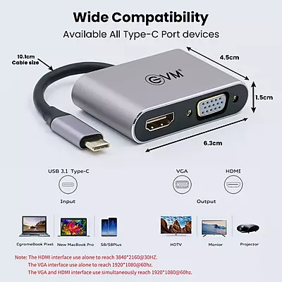 DOCK EVM TYPE C 4 IN 1 HDMI VGA (EVM CHV)