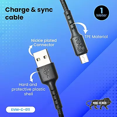 CABLE EVM MICRO USB 4A C-011 BLACK
