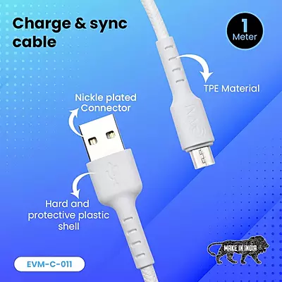 CABLE EVM MICRO USB 4A C-011 WHITE