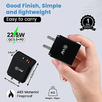 WALL CHARGER EVM QC+PD 22.5W WITH TYPE-C ENSPEED P-22 WALL CHARGER EVM QC+PD 22.5W WITH TYPE-C ENSPEED P-22