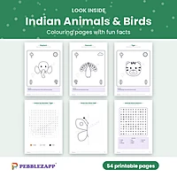 Indian Animals & Birds Colouring Book with Fun Facts – 54 Pages
