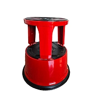 Red Metal Rolling Kick Step Stool with 150kg Capacity