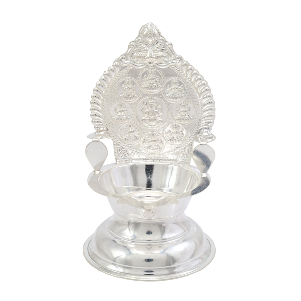 Sterling Silver Astalakshmi Diya, Deepa, Lamp/Vilakku(40gram