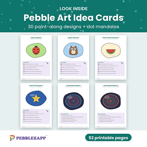 Pebble Art Idea Cards โ 30 Paint-Along Designs โ 52 Pages