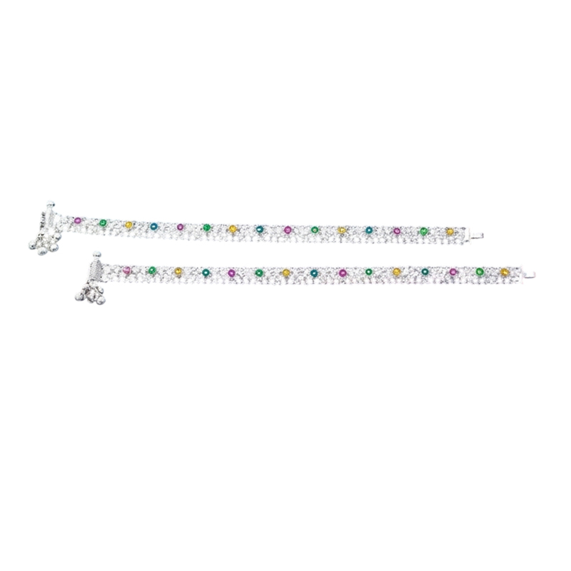 Silver Enamel Design Anklet