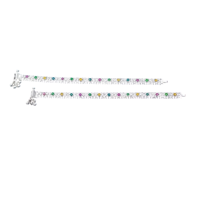 Silver Enamel Design Anklet