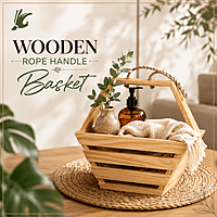 Wooden Rope Handle Basket