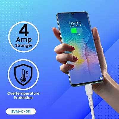 CABLE EVM MICRO USB 4A C-011 WHITE