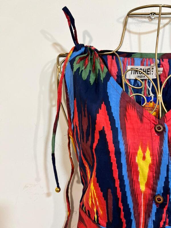 Leher's Sleeve-Less Fit & Flare Dress - Black with colourful Ikkhat