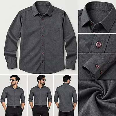 Men’s Solid Charcoal Grey Full Sleeve Casual Shirt