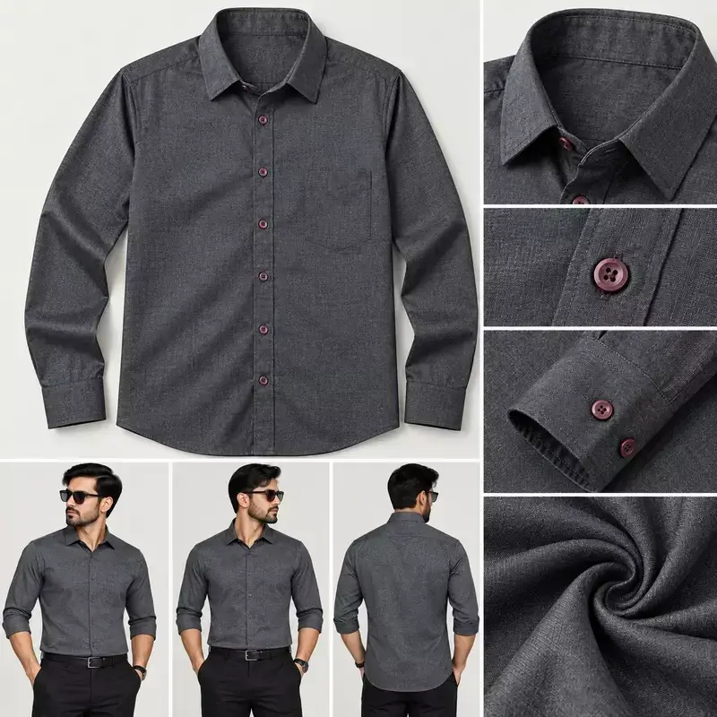 Men’s Solid Charcoal Grey Full Sleeve Casual Shirt