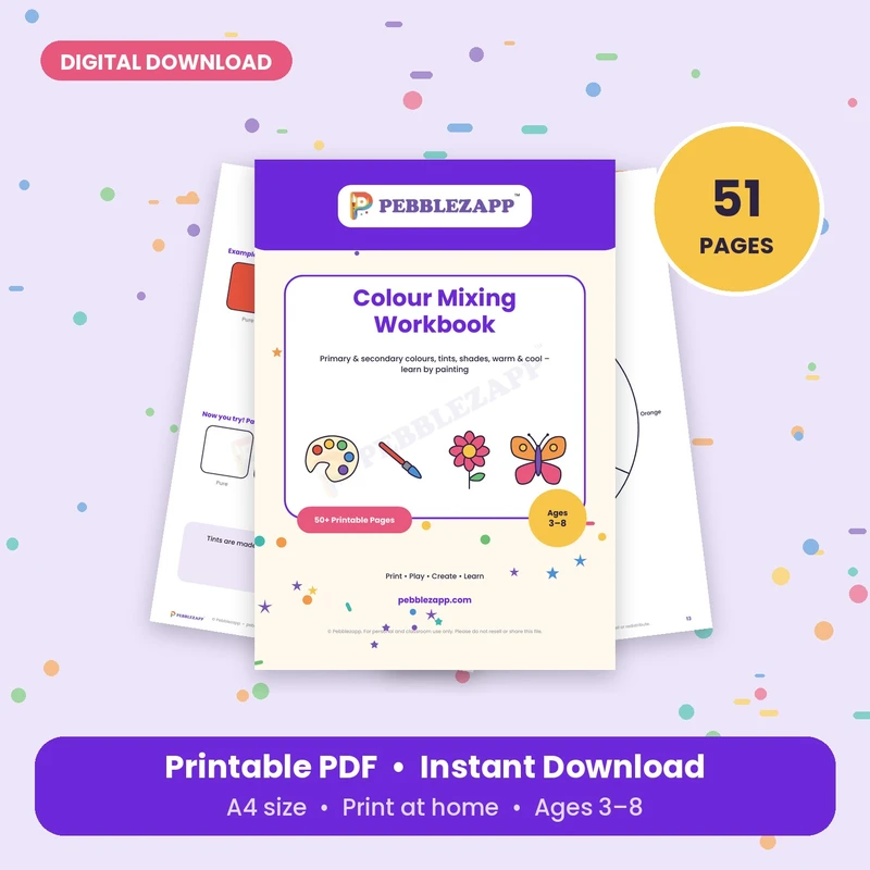 Colour Mixing Workbook for Kids – 51 Pages