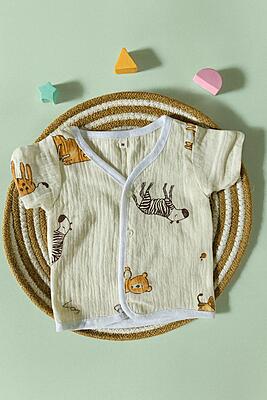 Premium Crinkled Muslin Cotton Jhabla (3-6 Months) – With Sleeves Premium Crinkled Muslin Cotton Jhabla (3-6 Months) – With Sleeves