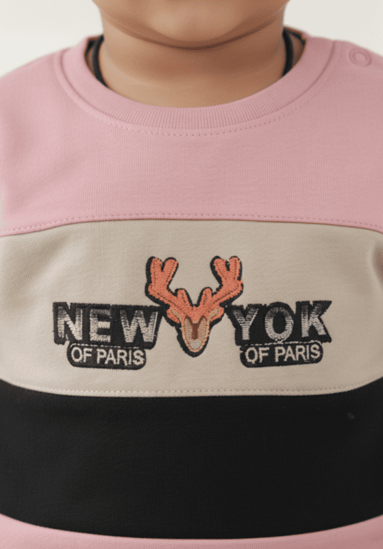 LittleToons Baby Boys Cotton Fleece Sweatshirt & Jogger Set | NewYork Embroidered Top with Black Cargo Joggers | Clothing Set for Boys