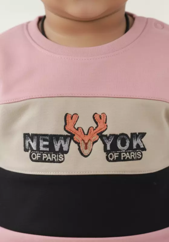 LittleToons Baby Boys Cotton Fleece Sweatshirt & Jogger Set | NewYork Embroidered Top with Black Cargo Joggers | Clothing Set for Boys