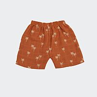 Earth Brown Crinkled Muslin Jhabla & Shorts