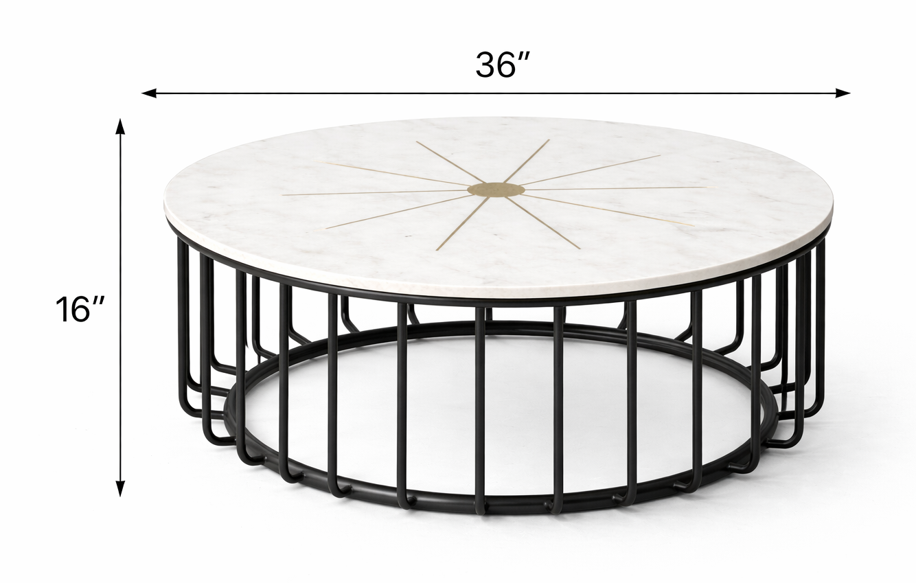 Lark Marble Top Inlay Coffee Table