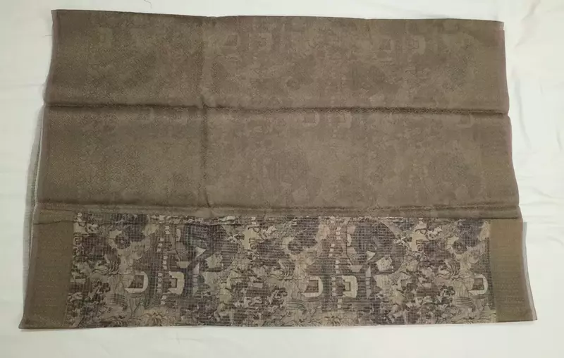 Beige Printed Semi Tussar Silk Saree with Textured Border